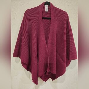 Burgundy / Maroon Knitted Wrap with Classic Crew Neck